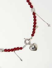 Колье ручной работы «Burgundy», рубеллит, родированная латунь