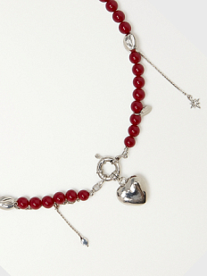 Колье ручной работы «Burgundy», рубеллит, родированная латунь