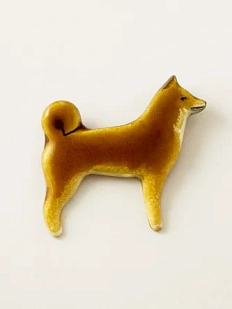 Брошь ручной работы Екатерина Юдо «Сиба-ину», сезам, керамика