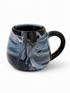 Кружка ручной работы с разводами Кафель «Исландия», чёрно-синяя, керамика, 450 мл