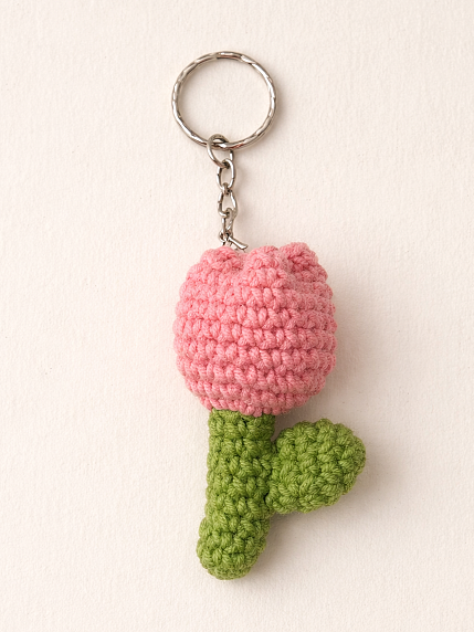 Вязаный брелок Цилинская «Тюльпан», розовый, 7 см, фото 1.