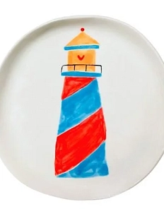 Тарелка ручной работы «Маяк», белая, 19 см