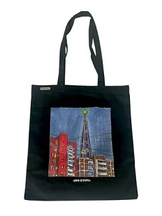 Сумка шоппер с дворами Петербурга «Вид на Лахта центр», чёрный