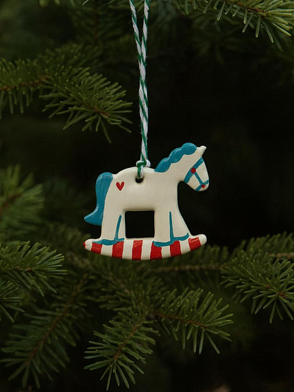 Ёлочная игрушка из керамики «Лошадка», 5 см, фото 2.