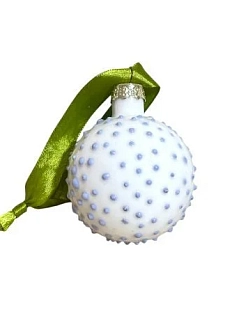 Ёлочный шар ручной работы с шипами, белый, 5 см