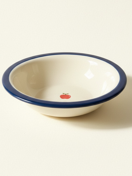 Глубокая тарелка ручной работы Йеллоускуп с яблоком, керамика, 18 см, фото 2.