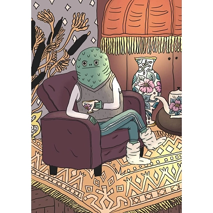 Обложка на паспорт Валя Карнавалова «Зелёный зверь в кресле», ПВХ, искусственная кожа, фото 1.