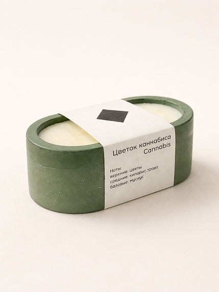 Интeрьерная свеча «Цветок каннабиса», соевый воск, маленькая, фото 1.