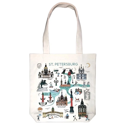 Сумка шоппер «Карта Петербурга. St.Petersburg», белый, фото 1.