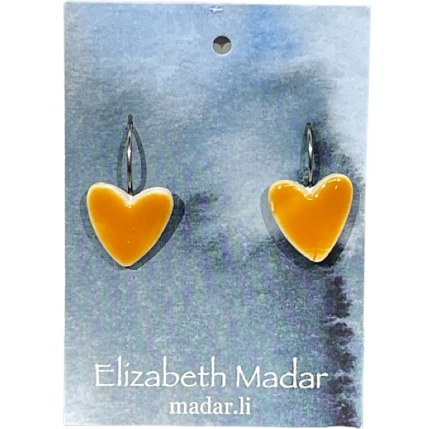 Серьги Elizabeth Madar Сердечки, керамика, оранжевые, фото 1.