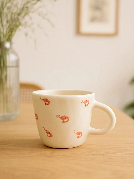Чашка для чая ручной работы Креветки, керамика, 250 мл, фото 4.