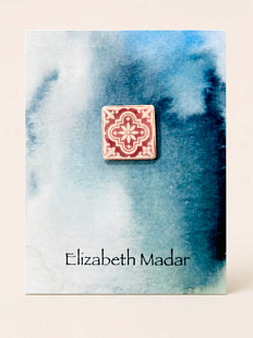 Брошь ручной работы Elizabeth Madar Плиточка, розовая, керамика