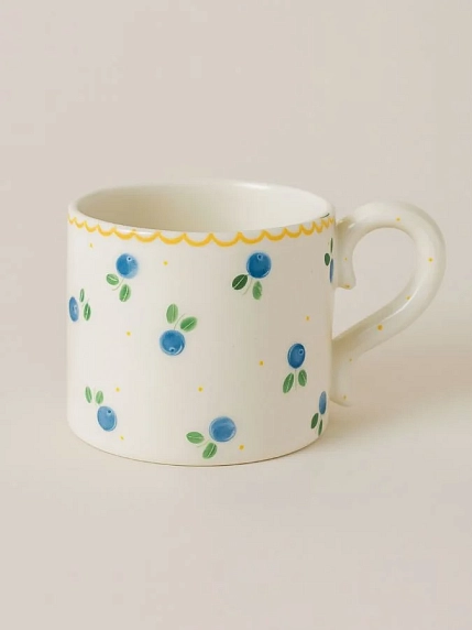 Кружка ручной работы прямая Чашки и поцелуи «Черника», полуфарфор, 250 мл, фото 1.
