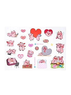 Виниловые стикеры «Pig and friends / I love you», А5
