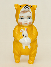 Ёлочная игрушка из фарфора «Малыш в костюме лисы», 10 см