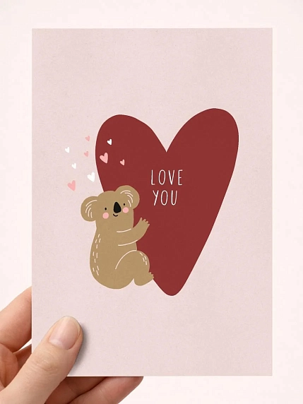 Открытка DARI DARI с коалой «Love you», А6, фото 1.