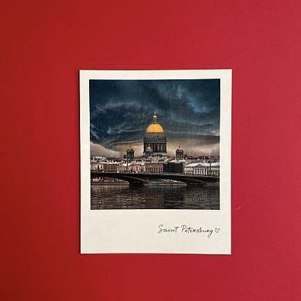 Открытка «Исаакиевский собор, дождь. Фото полароид», фото 2.