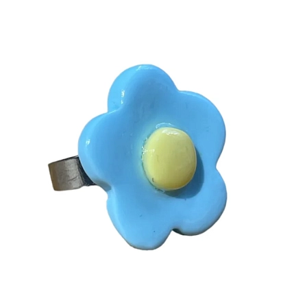 Кольцо Радость Рядом «Синий цветок», незамкнутое, полимерная глина, фото 1.