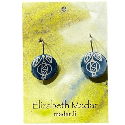 Серьги Elizabeth Madar Чертополох, керамика, синие, фото 1.