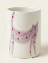 Стакан ручной работы Донышко-горлышко «Кот Краш Фиолетовый», белый, керамика, 300 мл