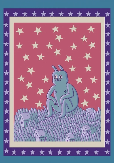 Картхолдер Валя Карнавалова «Заяц под звёздами», синий, ПВХ, фото 1.