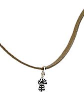 Кулон ручной работы на кожаном ремешке Цветок с шариками и листиками, нейзильбер