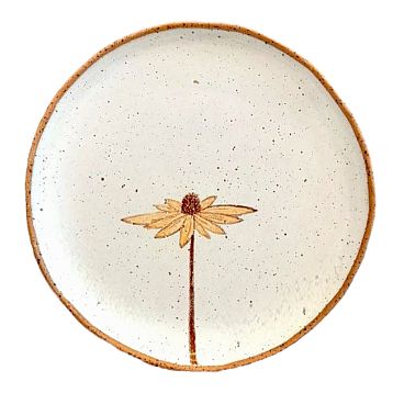 Тарелка ручной работы Жёлтые цветы, керамика, 16 см, фото 1.