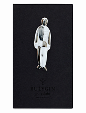 Брошь ручной работы Bulygin «Малевич», бело-серебристая, фарфор