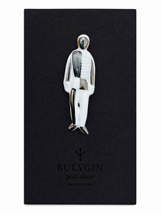 Брошь ручной работы Bulygin «Малевич», бело-серебристая, фарфор