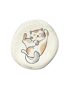 Брошь Керемет «Трехцветный котик», керамика