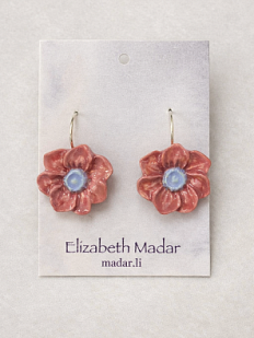 Серьги Elizabeth Madar «Цветок», розовые, керамика