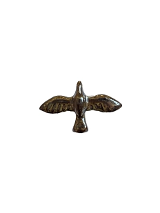 Брошь ручной работы КерамЕлКа «Птица» маленькая, бронзовая, керамика