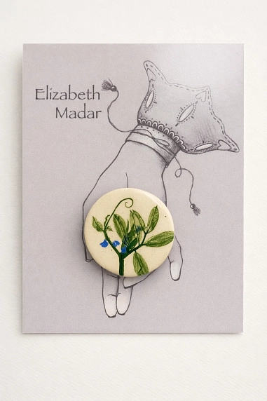Брошь ручной работы Elizabeth Madar Оттиск трав, керамика, фото 2.