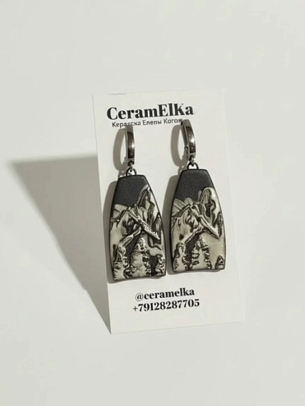 Серьги КерамЕлКа «Горы», фарфор, фото 1.