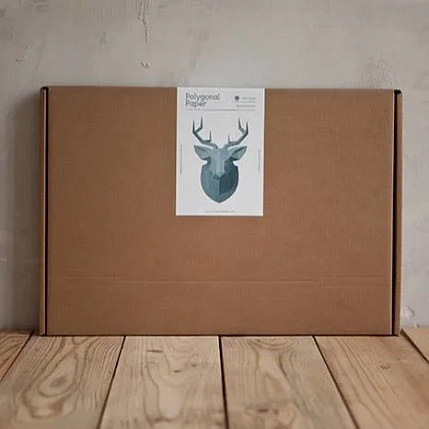 Набор для склейки головы серо-коричневого оленя Полигональная бумага, фото 2.