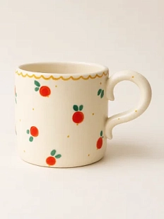 Кружка ручной работы прямая «Брусника», полуфарфор, 250 мл