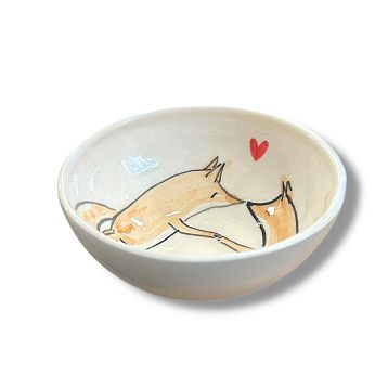 Пиала ручной работы с росписью «Лисички», белая, керамика, 10 см, фото 2.