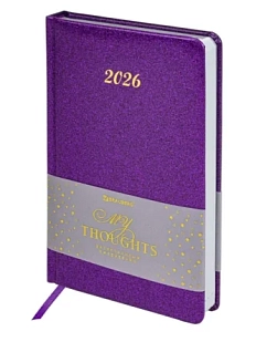 Ежедневник датированный 2026 BRAUBERG «Sparkle», фиолетовый, А5