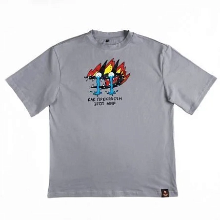 Футболка «Как прекрасен этот мир»,серый, M жен., фото 1.