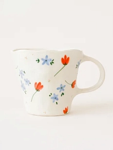 Кружка ручной работы «Цветочки», красно-голубая, керамика, 400 мл