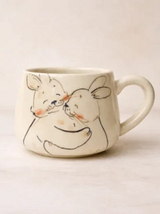 Кружка ручной работы НАДО ЖЕ с росписью «Зайчики», белая, керамика, 300 мл