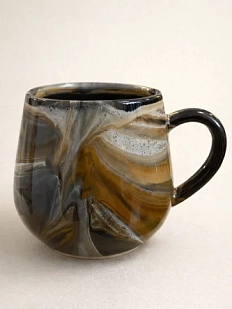 Кружка ручной работы с разводами Кафель «Капучино», чёрно-коричневая, керамика, 350 мл