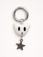 Моносерьга Котик с подвеской звёздочкой, полимерная глина