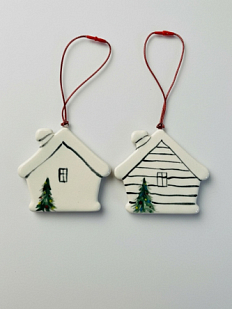 Ёлочная игрушка плоская, «Домик», керамика