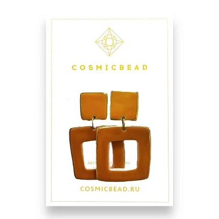 Серьги крупные из фарфора, песочные, фото 1.