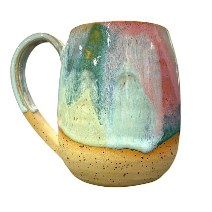 Кружка ручной работы «Зелёные переливы», керамика, 400 мл, фото 2.