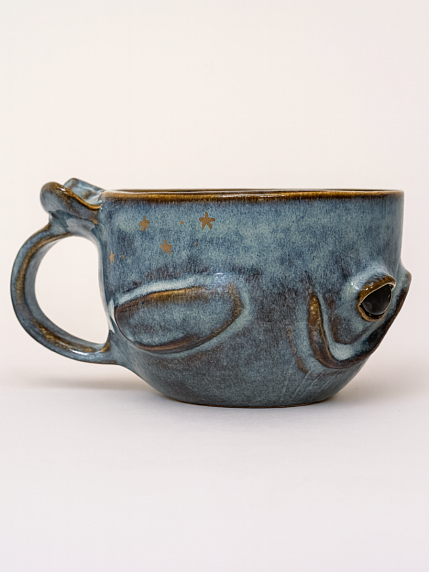 Кружка ручной работы «Кит», синяя, керамика, 300 мл, фото 2.