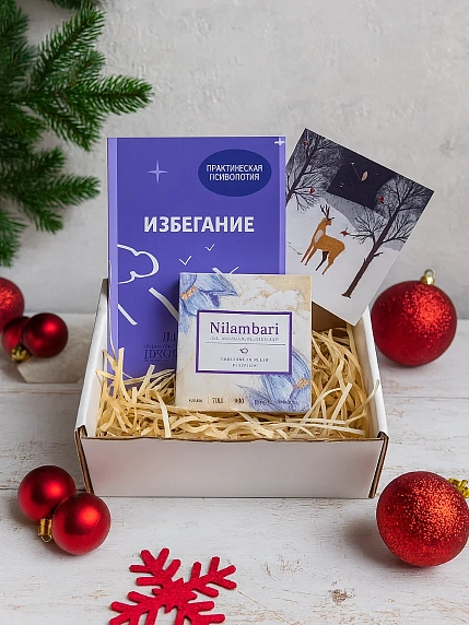 Подарочный набор на Новый год с книгой «Избегание» и шоколадом, фото 1.