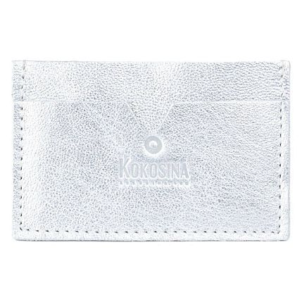 Визитница ручной работы, Kokosina bags, натуральная кожа, серебристый, фото 1.