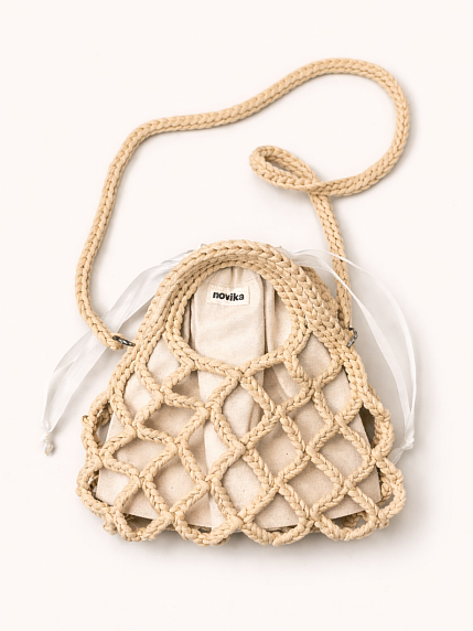 Авоська вязаная ручной работы, бежевая, фото 1.